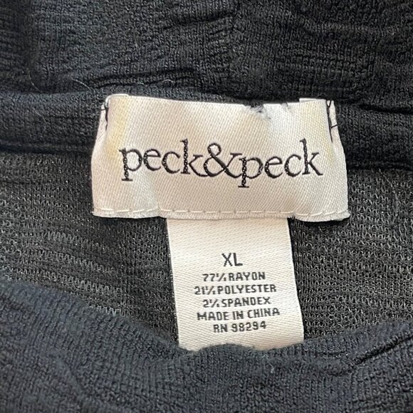 Peck & Peck Cowl Neck Textured Tunic Top Women's Size XL Black Rayon 3/4 Sleeves - Picture 3 of 11